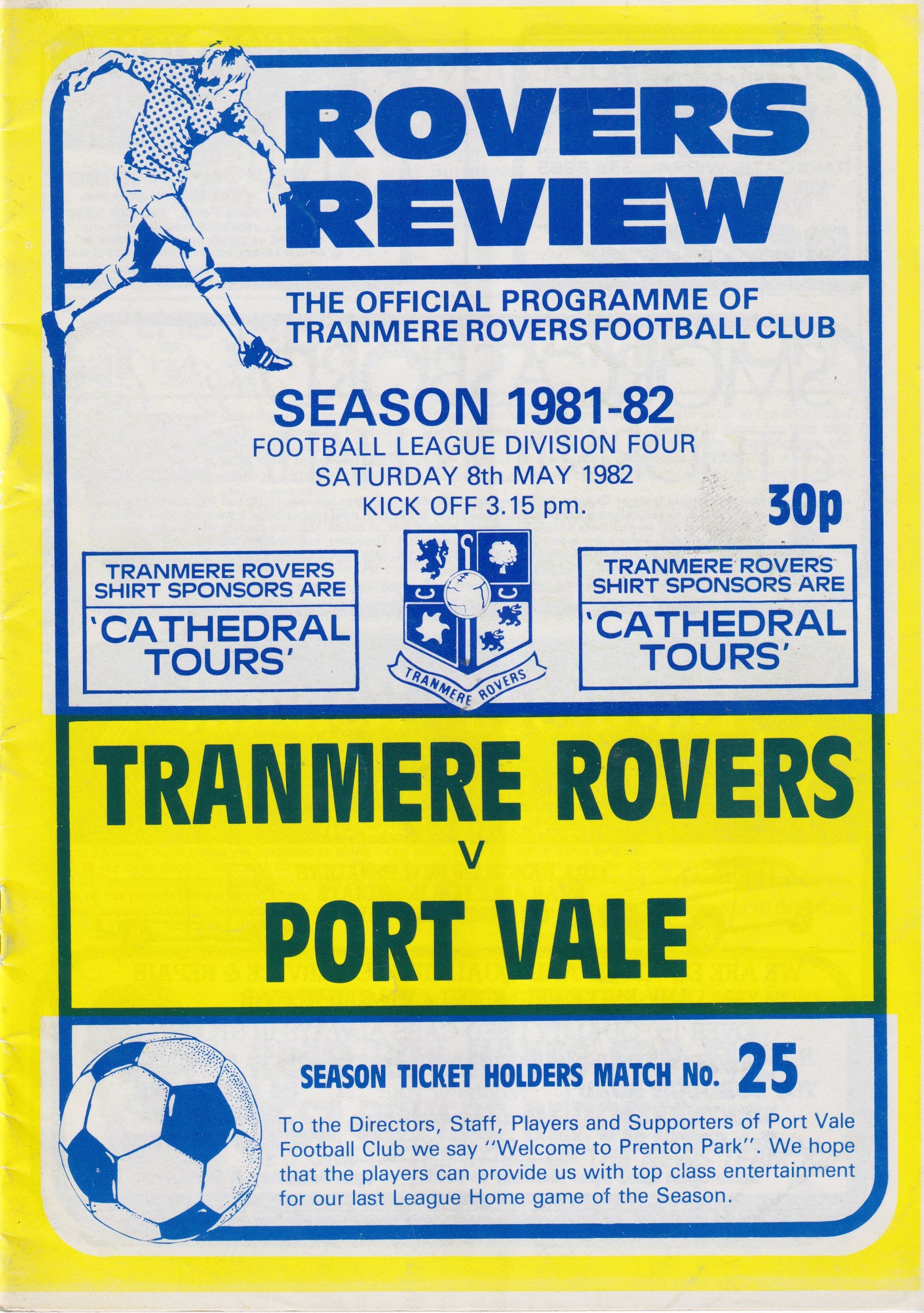 Tranmere Rovers v Port Vale match programme